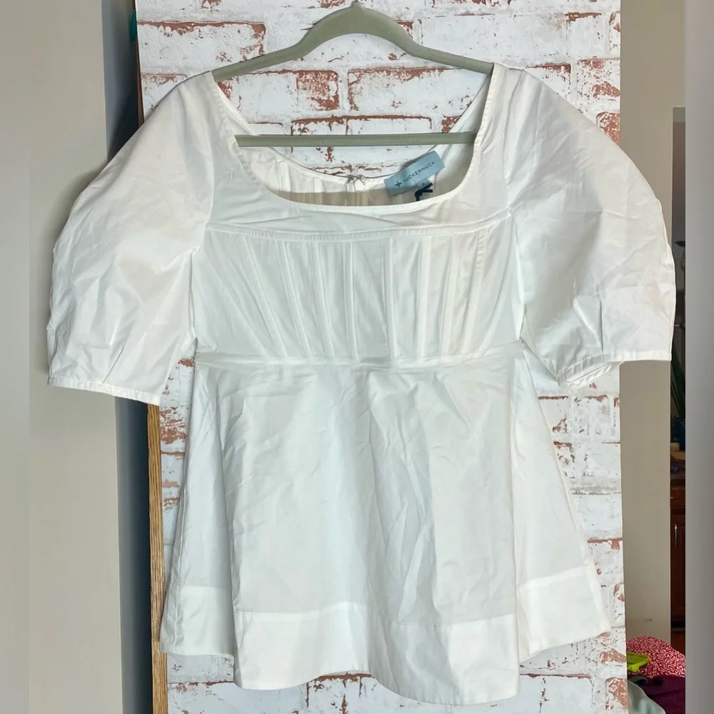 NWT Tuckernuck White Neely Puff Sleeve Blouse SzS